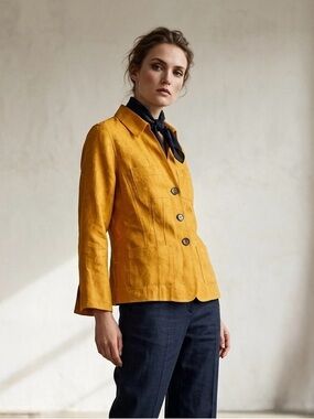 NWT Jones New York Collection 100% Linen Marigold Blazer Jacket | 2P